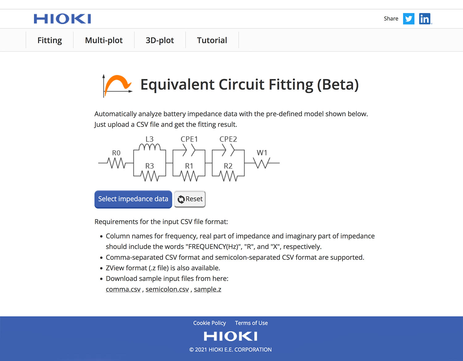 A little tool for an easier evaluation of Cole-Cole plot data measured with a Hioki BT4560